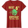 image:imageStar Wars Yoda Best 6th Birthday You Will Have Stencil TShirtCranberry Red