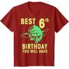 image:imageStar Wars Yoda Best 6th Birthday You Will Have Stencil TShirtCranberry Red