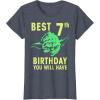 image:imageStar Wars Yoda Best 7th Birthday You Will Have Stencil TShirtHeather Blue