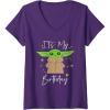 image:imageWomens Star Wars The Mandalorian Grogu Its My Birthday Party VNeck TShirtPurple