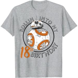 image:imageStar Wars BB8 Rollin Into My 18th Birthday Portrait TShirtHeather Grey