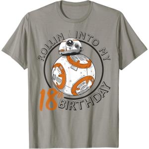 image:imageStar Wars BB8 Rollin Into My 18th Birthday Portrait TShirtSlate Grey