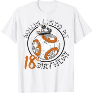 image:imageStar Wars BB8 Rollin Into My 18th Birthday Portrait TShirtWhite