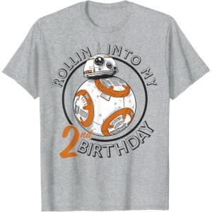 image:imageStar Wars BB8 Rollin Into My 2nd Birthday Portrait TShirtHeather Grey