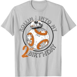 image:imageStar Wars BB8 Rollin Into My 2nd Birthday Portrait TShirtSilver Grey