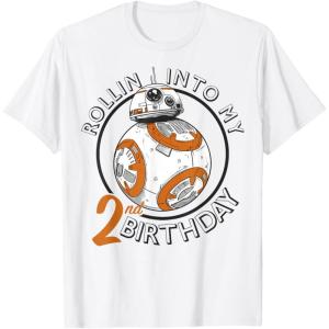 image:imageStar Wars BB8 Rollin Into My 2nd Birthday Portrait TShirtWhite