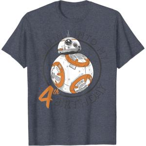 image:imageStar Wars BB8 Rollin Into My 4th Birthday Portrait TShirtHeather Blue