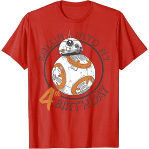 image:imageStar Wars BB8 Rollin Into My 4th Birthday Portrait TShirtRed