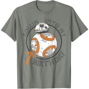 image:imageStar Wars BB8 Rollin Into My 7th Birthday Portrait TShirtOlive Heather