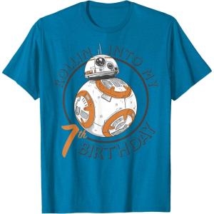 image:imageStar Wars BB8 Rollin Into My 7th Birthday Portrait TShirtSapphire Blue