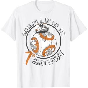 image:imageStar Wars BB8 Rollin Into My 7th Birthday Portrait TShirtWhite
