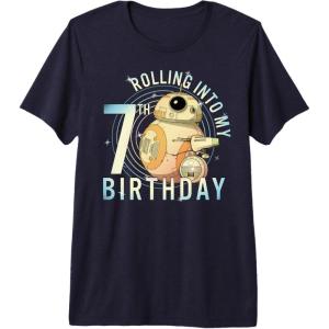 image:imageStar Wars BB8 amp DO Rolling Into My 7th Birthday Premium Triblend TShirtNavy Blue