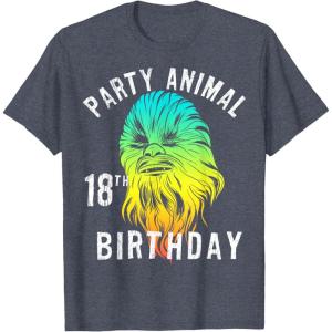 image:imageStar Wars Chewie Party Animal 18th Birthday Color Portrait TShirtHeather Blue