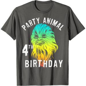 image:imageStar Wars Chewie Party Animal 4th Birthday Colorful Portrait TShirtAsphalt Grey