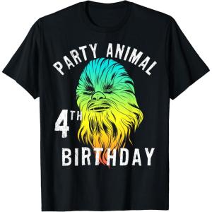image:imageStar Wars Chewie Party Animal 4th Birthday Colorful Portrait TShirtBlack
