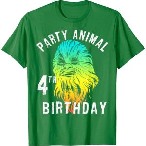image:imageStar Wars Chewie Party Animal 4th Birthday Colorful Portrait TShirtKelly Green