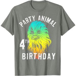 image:imageStar Wars Chewie Party Animal 4th Birthday Colorful Portrait TShirtOlive Heather