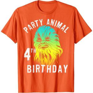 image:imageStar Wars Chewie Party Animal 4th Birthday Colorful Portrait TShirtOrange