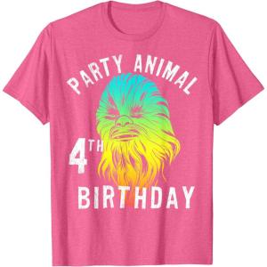image:imageStar Wars Chewie Party Animal 4th Birthday Colorful Portrait TShirtPink Heather