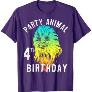 image:imageStar Wars Chewie Party Animal 4th Birthday Colorful Portrait TShirtPurple