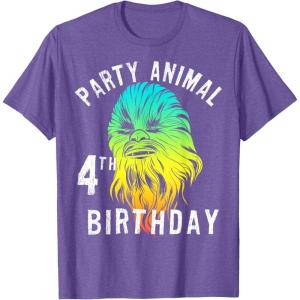 image:imageStar Wars Chewie Party Animal 4th Birthday Colorful Portrait TShirtPurple Heather