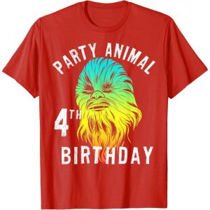 image:imageStar Wars Chewie Party Animal 4th Birthday Colorful Portrait TShirtRed