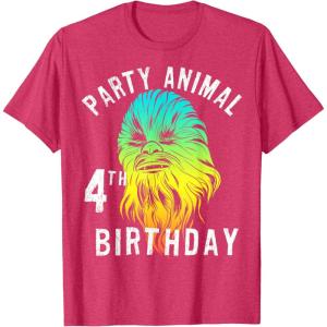 image:imageStar Wars Chewie Party Animal 4th Birthday Colorful Portrait TShirtRed Heather