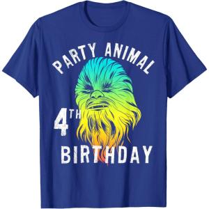 image:imageStar Wars Chewie Party Animal 4th Birthday Colorful Portrait TShirtRoyal Blue