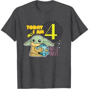 image:imageStar Wars Grogu Today I Am 4 Birthday TShirtDark Heather Grey