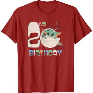 image:imageStar Wars The Mandalorian Grogu 2nd Birthday Sketch TShirtCranberry Red