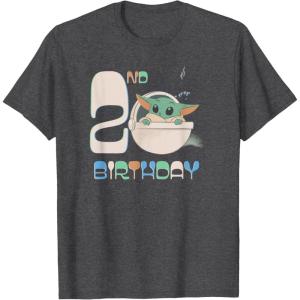 image:imageStar Wars The Mandalorian Grogu 2nd Birthday Sketch TShirtDark Heather Grey
