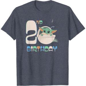 image:imageStar Wars The Mandalorian Grogu 2nd Birthday Sketch TShirtHeather Blue
