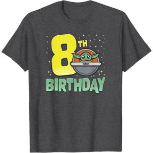 image:imageStar Wars The Mandalorian Grogu 8th Birthday Hovering Pram TShirtDark Heather Grey