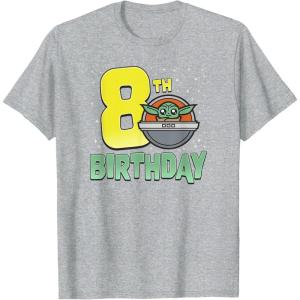 image:imageStar Wars The Mandalorian Grogu 8th Birthday Hovering Pram TShirtHeather Grey