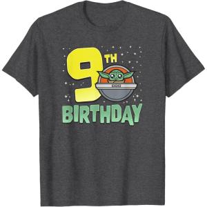image:imageStar Wars The Mandalorian Grogu 9th Birthday Hovering Pram TShirtDark Heather Grey