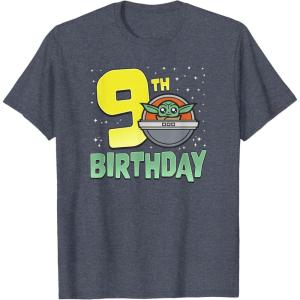 image:imageStar Wars The Mandalorian Grogu 9th Birthday Hovering Pram TShirtHeather Blue