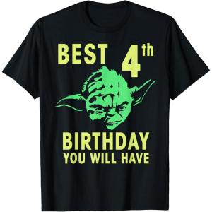 image:imageStar Wars Yoda Best 4th Birthday You Will Have Stencil TShirtBlack