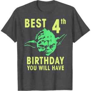 image:imageStar Wars Yoda Best 4th Birthday You Will Have Stencil TShirtDark Heather Grey