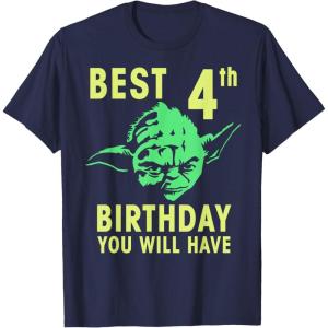 image:imageStar Wars Yoda Best 4th Birthday You Will Have Stencil TShirtNavy Blue