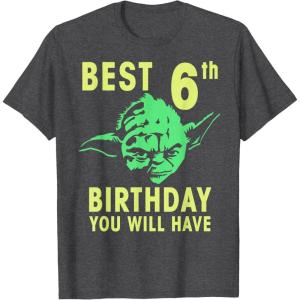 image:imageStar Wars Yoda Best 6th Birthday You Will Have Stencil TShirtDark Heather Grey