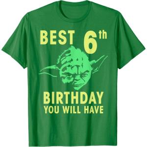 image:imageStar Wars Yoda Best 6th Birthday You Will Have Stencil TShirtKelly Green
