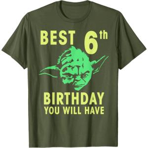 image:imageStar Wars Yoda Best 6th Birthday You Will Have Stencil TShirtOlive Green