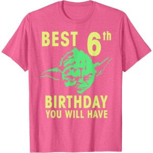 image:imageStar Wars Yoda Best 6th Birthday You Will Have Stencil TShirtPink Heather
