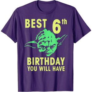 image:imageStar Wars Yoda Best 6th Birthday You Will Have Stencil TShirtPurple
