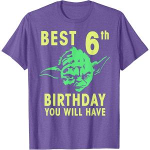 image:imageStar Wars Yoda Best 6th Birthday You Will Have Stencil TShirtPurple Heather
