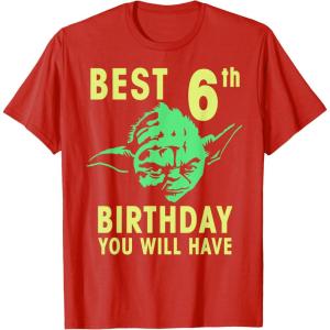 image:imageStar Wars Yoda Best 6th Birthday You Will Have Stencil TShirtRed