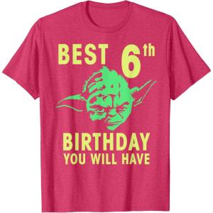 image:imageStar Wars Yoda Best 6th Birthday You Will Have Stencil TShirtRed Heather