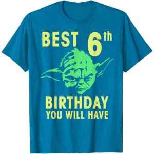 image:imageStar Wars Yoda Best 6th Birthday You Will Have Stencil TShirtSapphire Blue