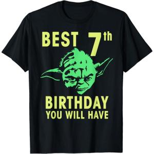 image:imageStar Wars Yoda Best 7th Birthday You Will Have Stencil TShirtBlack