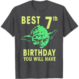 image:imageStar Wars Yoda Best 7th Birthday You Will Have Stencil TShirtDark Heather Grey